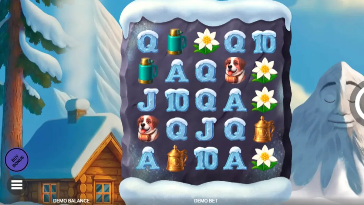 Pemandangan pegunungan bersalju yang indah dalam permainan slot Avalanche