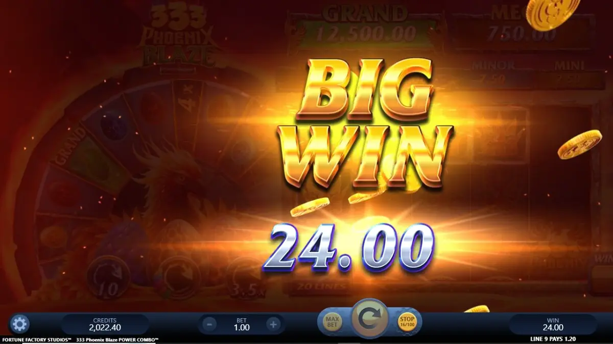 Tampilan visual slot 333 Phoenix Blaze Power Combo dengan latar belakang lava